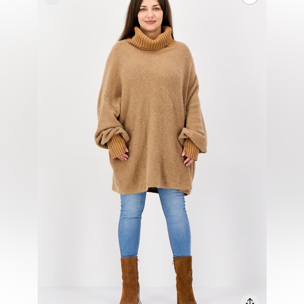 Offline by Aerie Women High Neck Long Sleeve Textured Sweater, Brown Size Small